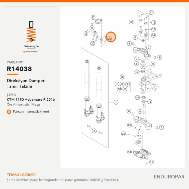 Direksiyon Damperi Tamir Takımı R14038 parça şeması