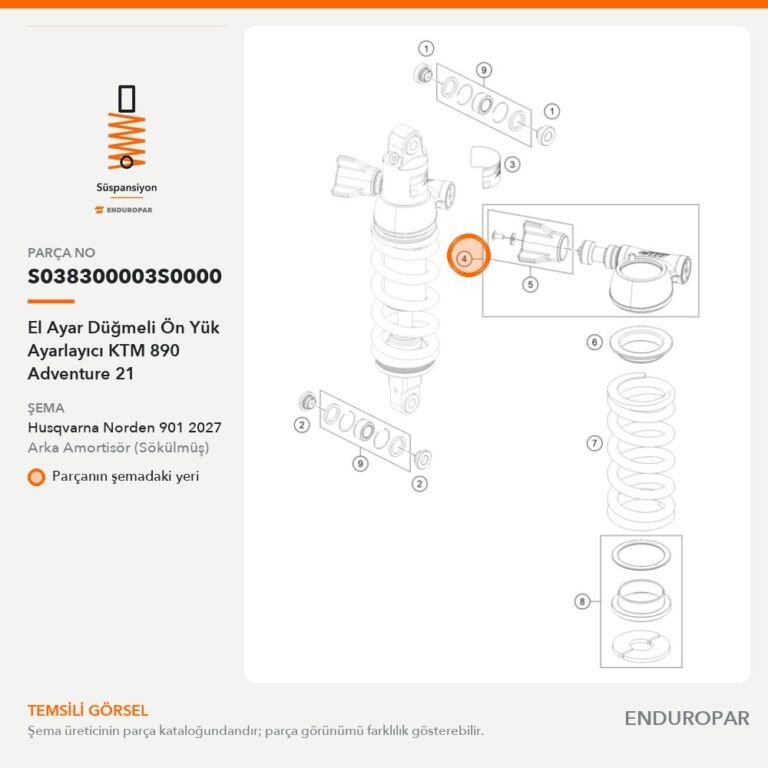 El Ayar Düğmeli Ön Yük Ayarlayıcı KTM 890 Adventure 21 S038300003S0000 parça şeması