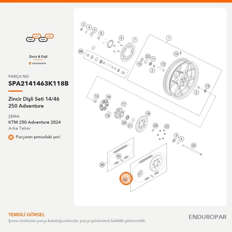 Zincir Dişli Seti 14/46 250 Adventure SPA2141463K118B parça şeması