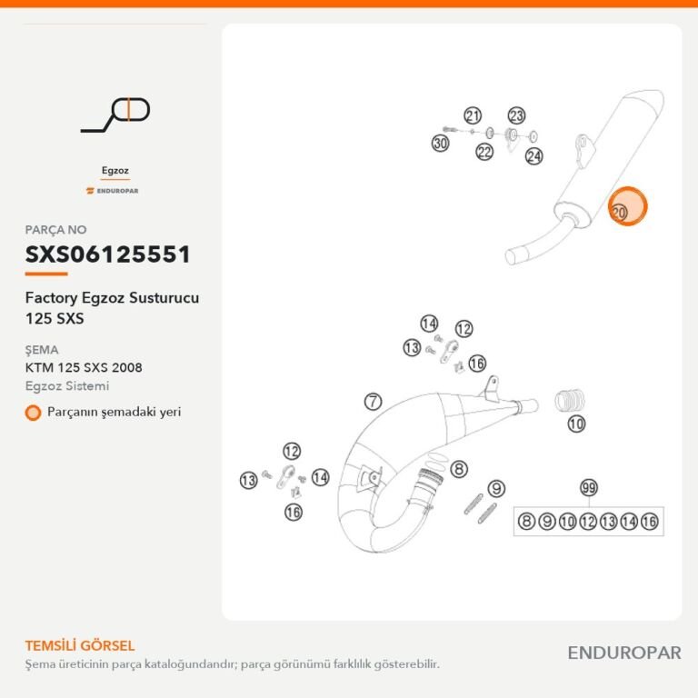 Factory Egzoz Susturucu 125 SXS SXS06125551 parça şeması