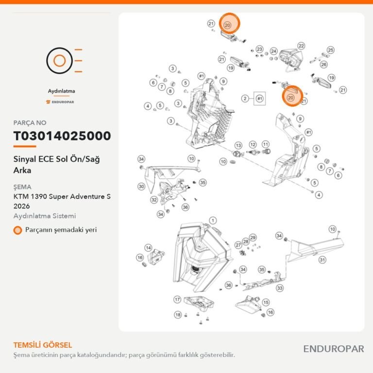 Sinyal ECE Sol Ön/Sağ Arka T03014025000 parça şeması