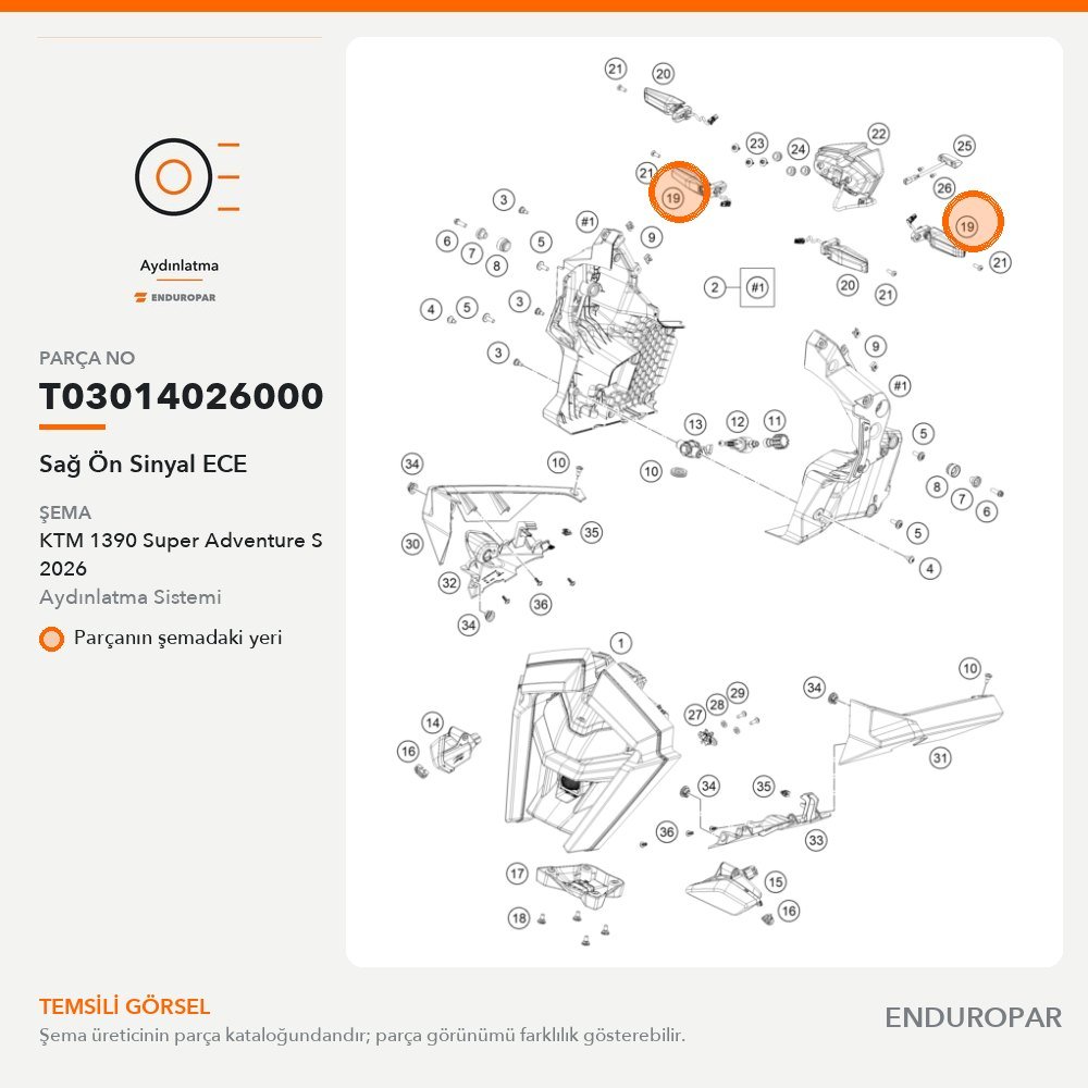 Sağ Ön Sinyal ECE T03014026000 parça şeması